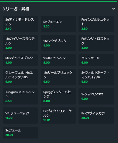 ドイツ3部リーグ 21 21 04 10 13結果 04 17 18対戦カード ブックメーカー分析用 ブックメーカーファン